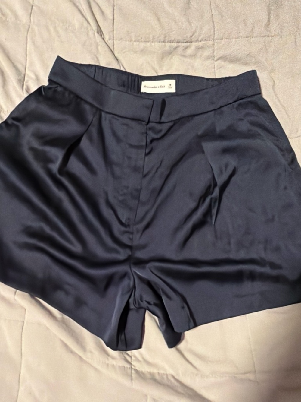 Abercrombie & Fitch Navy High-Waist polyester Dress Shorts